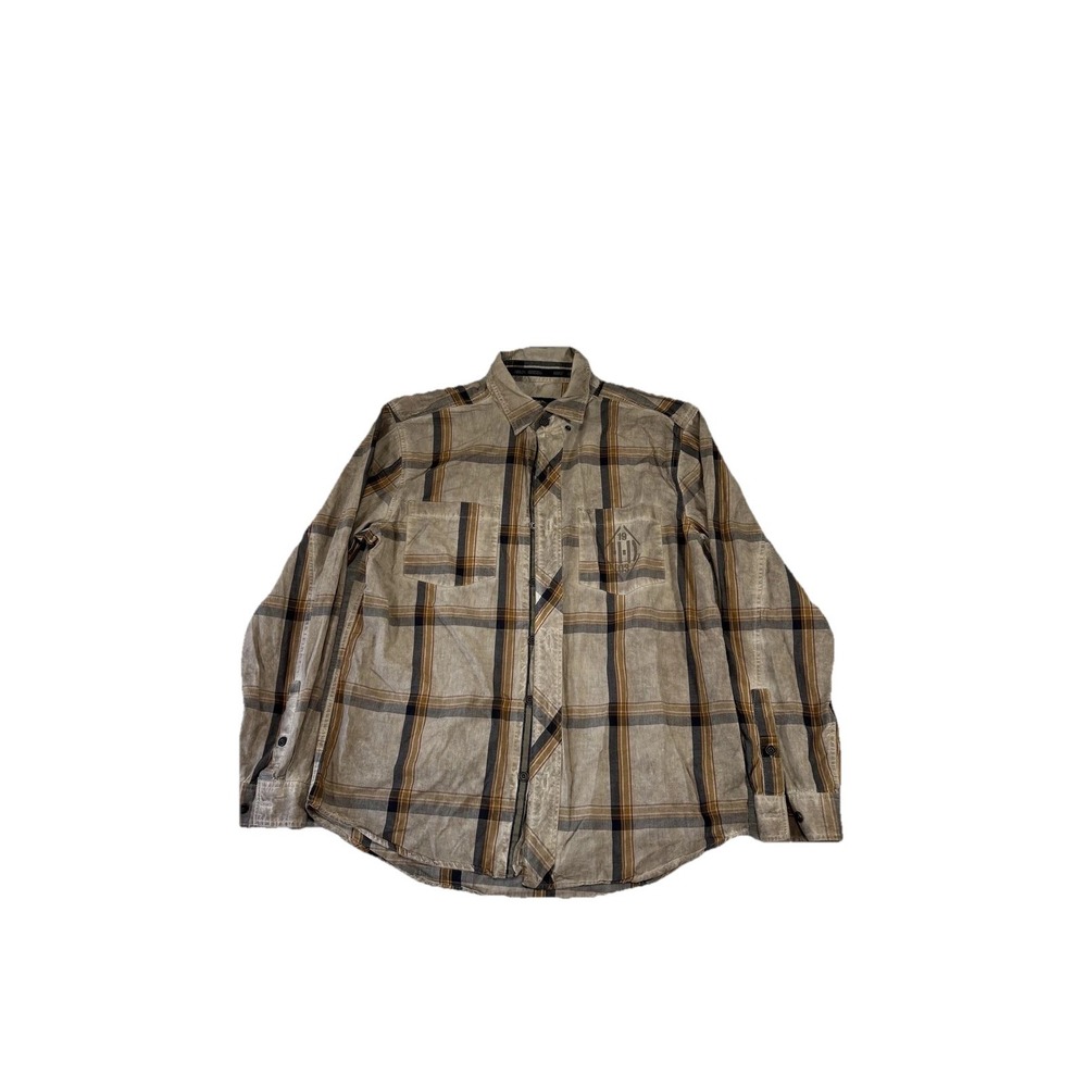 Harley-Davidson Shirt Mens‎ Large Brown Plaid Biker Motorcycle GDC-57019